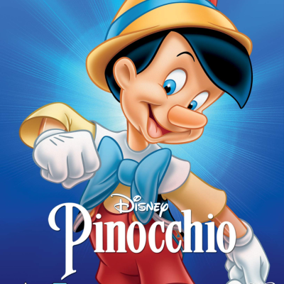 Imagem do personagem animado Pinóquio da Disney com texto 'Disney Pinocchio'