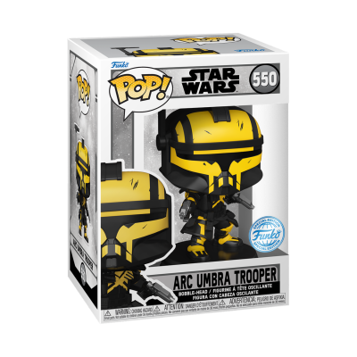 Figura Funko Pop! ARC Umbra Trooper Star Wars 550 amarelo e preto em caixa