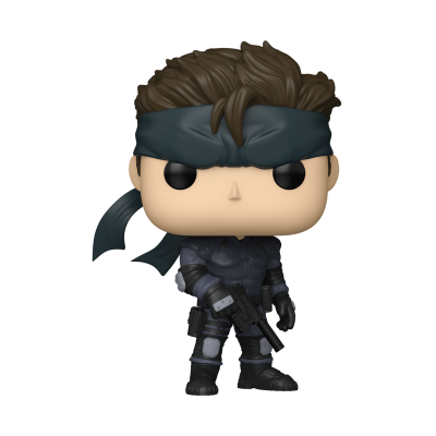 Figura Funko Pop de personagem masculino com faixa azul e roupa preta segurando arma