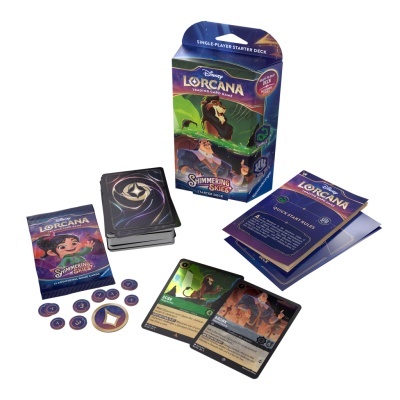 Conjunto de cartas e caixa do jogo Disney Lorcana Shimmering Skies