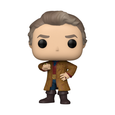 Figura Funko Pop de homem com casaco castanho e botas castanhas
