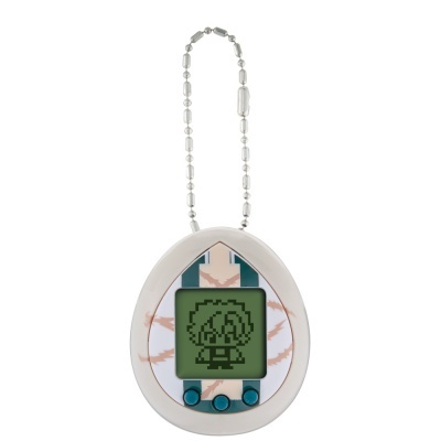 Brinquedo digital em forma de ovo com ecrã pixelado e corrente para pendurar