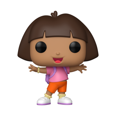 Figura Funko Pop de Dora com roupa colorida em fundo branco