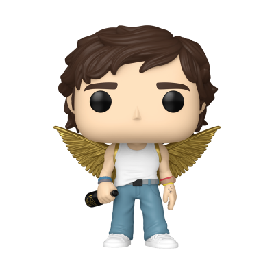 Figura colecionável Funko Pop com asas douradas e microfone