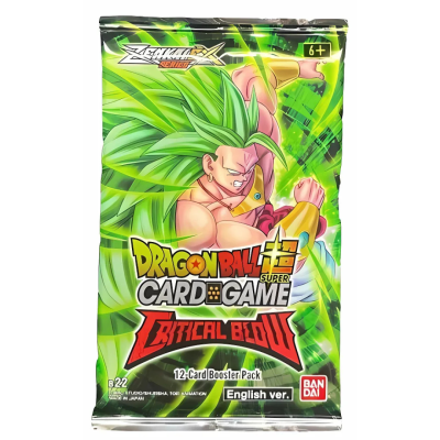 Pacote de cartas Dragon Ball Super Card Game Critical Blow com personagem cabelo verde