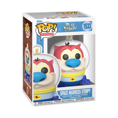 Figura Funko Pop! da personagem Stimpy de Ren & Stimpy, edição Space Madness, embalada na caixa original.
