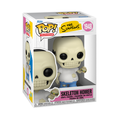 Funko Pop Skeleton Homer dos Simpsons em caixa com janela transparente