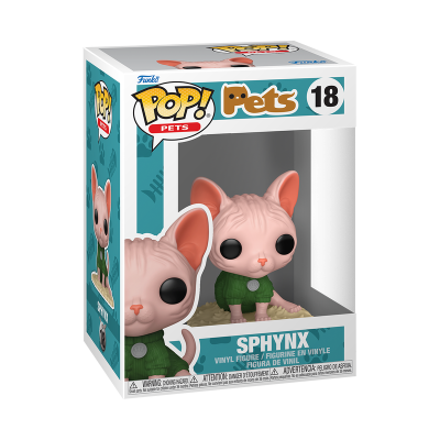 Figura Funko Pop de gato Sphynx número 18 em embalagem