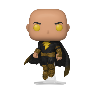 Figura Funko Pop de super-herói com traje preto, raio amarelo, capa preta e acessórios castanho dourados