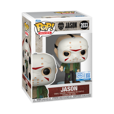 Boneco Funko Pop! Jason com máscara e roupa verde na caixa