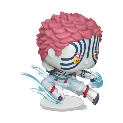 Figura Funko Pop com cabelo rosa, listras azuis, olhos amarelos e efeitos azuis de ondas