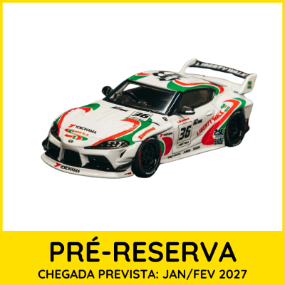 Miniatura de carro de corrida branco com adesivos coloridos e número 36