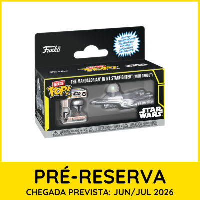 Pack Funko Bitty POP! The Mandalorian em N1 Starfighter com Grogu em plástico cinza e verde