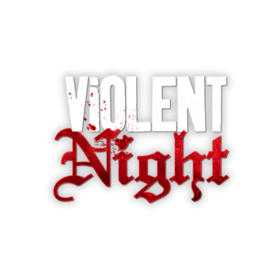Logotipo com texto VIOLENT Night em fundo preto