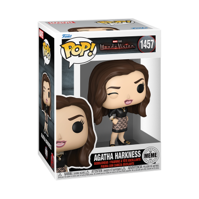 Figura Funko Pop! de Agatha Harkness da série Marvel WandaVision na sua caixa