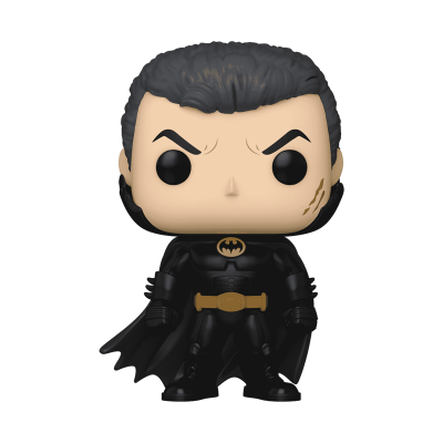 Figura Funko Pop do Batman com traje preto e símbolo de morcego amarelo
