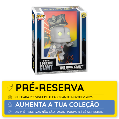 Funko POP! The Iron Giant em caixa com arte VHS Covers e número 25