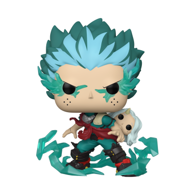 Figura Funko Pop de personagem com cabelo azul e detalhes translúcidos verdes