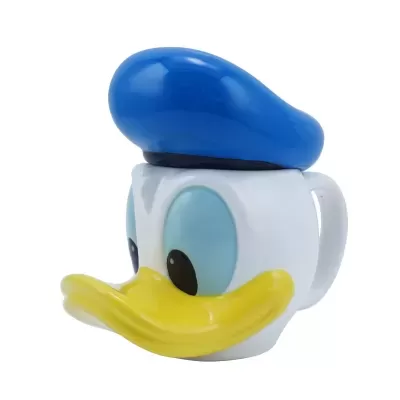 Caneca molde cabeça do Pato Donald com boné azul e bico amarelo