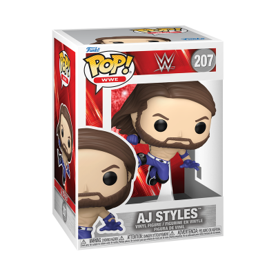 Figura de vinil AJ Styles da Funko Pop! WWE na caixa