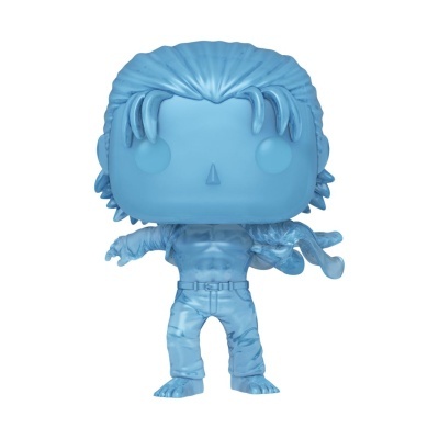 Figura colecionável Funko Pop azul translúcido de personagem musculado com cabelo comprido