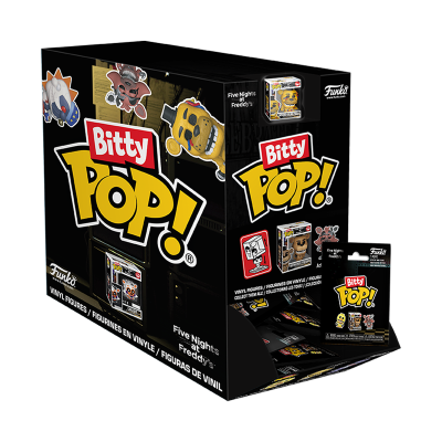 Expositor preto com figuras de vinil Bitty Pop! Five Nights at Freddys da Funko.