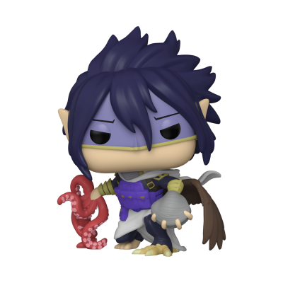 Figura de vinil com cabelo azul, pele roxa, e acessórios como tentáculo e bola cinzenta