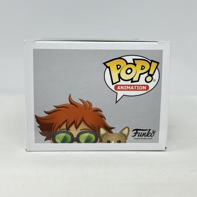 Caixa Funko Pop Animation com personagem ruivo e cão