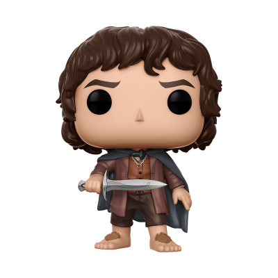 Figura de vinil estilo Funko Pop com adaga e capa cinzenta