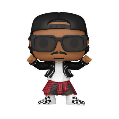 Figura colecionável Funko Pop com boné, óculos, casaco, camisa, calções e ténis