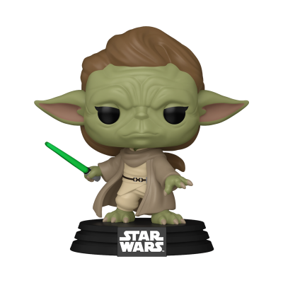 Boneco Funko Pop de Yoda de Star Wars com sabre de luz verde