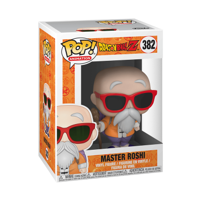 Figura de vinil Master Roshi Dragon Ball Z com óculos vermelhos na caixa