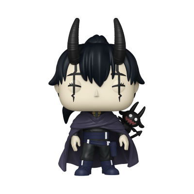 Figura Pop Vinyl com chifres pretos e capa púrpura