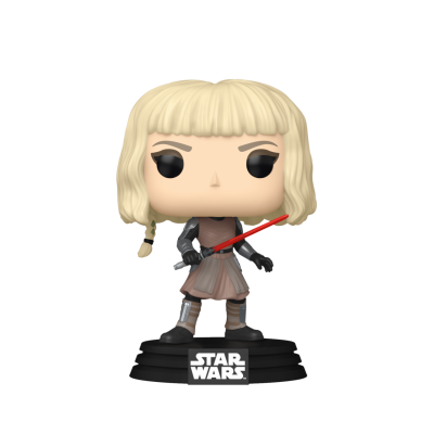 Figurinha Funko Pop Star Wars com sabre de luz vermelho