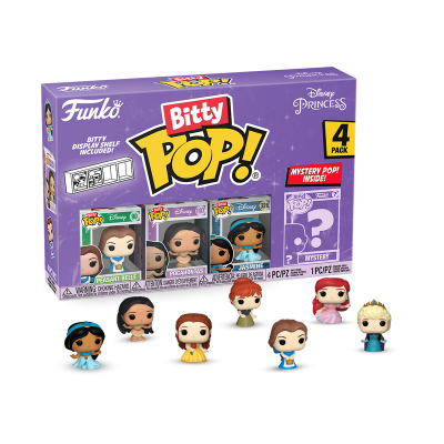 Pack Funko Bitty Pop! Disney Princess com 4 figuras e base de exposição