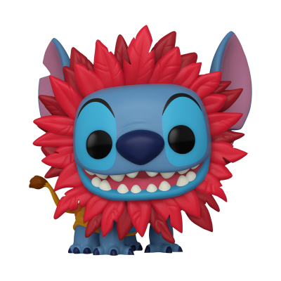 Figura Funko Pop do Stitch vestido de leão com juba vermelha