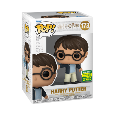Figurinha Pop! de Harry Potter em caixa branca com texto