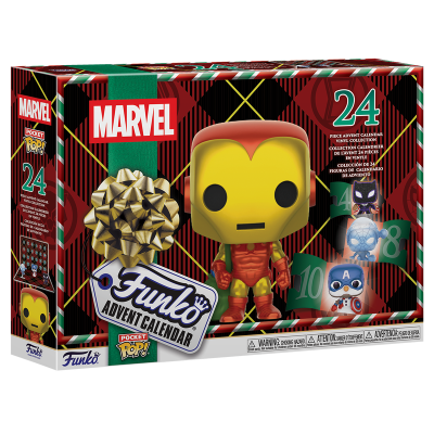 Caixa do calendário de advento Marvel Funko Pocket Pop com figuras de vinil e decoração natalina
