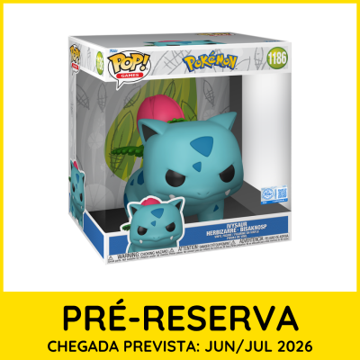 Figura Ivysaur de vinil Funko Pop em embalagem transparente com texto de advertência.