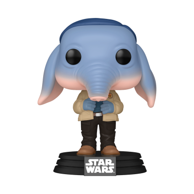 Figura Funko Pop Star Wars com cabeça de elefante azul e roupa casual