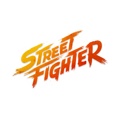 Logótipo Street Fighter em amarelo e laranja sobre fundo preto