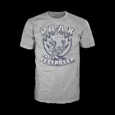 T-shirt cinzenta com estampa de personagem Funko Pop Drax