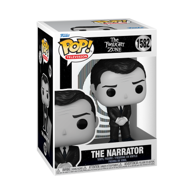 Miniatura Funko Pop! The Narrator da série The Twilight Zone, número 1582 em caixa.