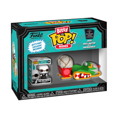 Caixa Funko Bitty Pop! Rides com figura Jack Skellington e motoneve