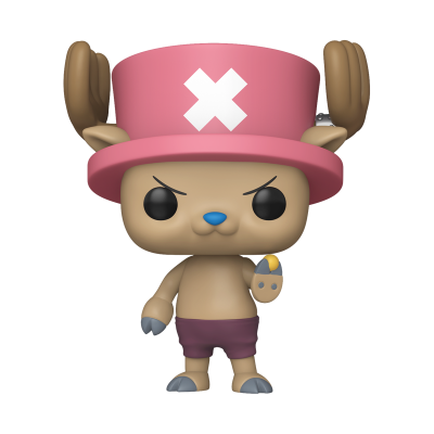 Figura Funko Pop personagem com chapéu rosa e X branco