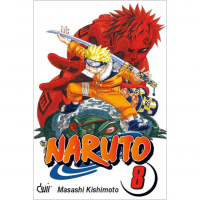 Capa do volume 8 do manga Naruto com personagens em pose de ação e título em destaque
