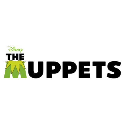 Logotipo de The Muppets da Disney com letras pretas e o M verde