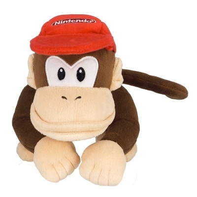 Pelúcia de macaco castanho com boné vermelho Nintendo