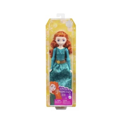 Boneca Disney Princess Merida com vestido azul num blister amarelo
