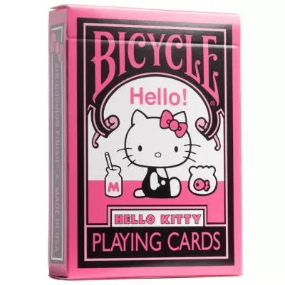 Caixa de baralho Bicycle Hello Kitty cor rosa e preta